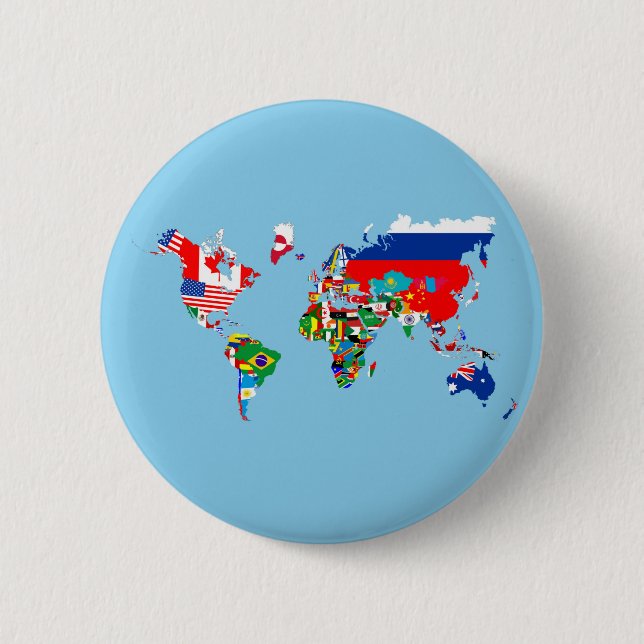 world map country flag symbol silhouette 6 cm round badge (Front)
