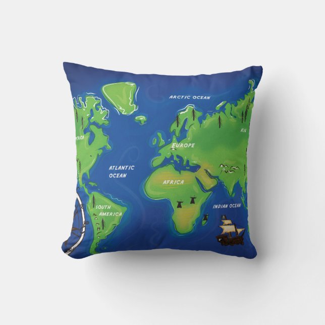 World Map Cushion (Front)