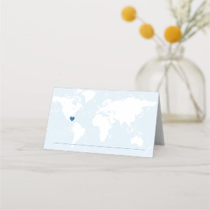 World Map & Custom Passport Stamps - ALL EDITABLE Place Card