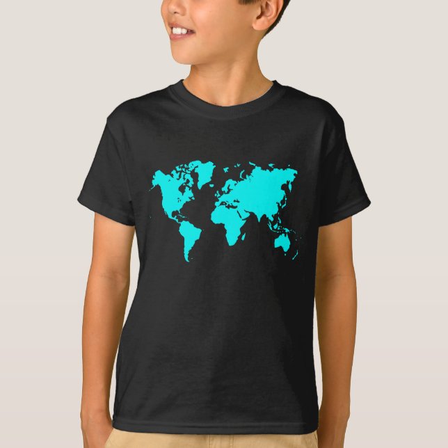 World Map - Cyan T-Shirt (Front)