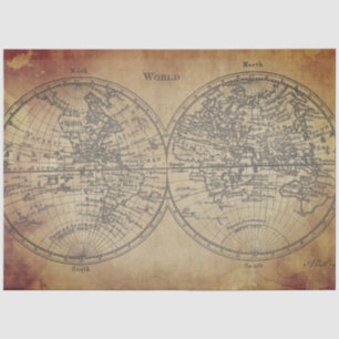 World Map Decoupage Paper