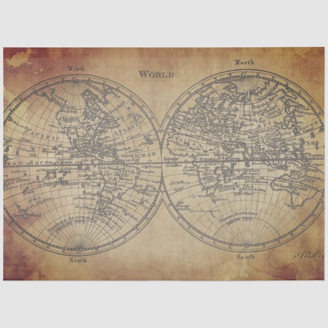 World Map Decoupage Paper (Front)
