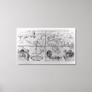 World Map detailing the Expeditions Canvas Print