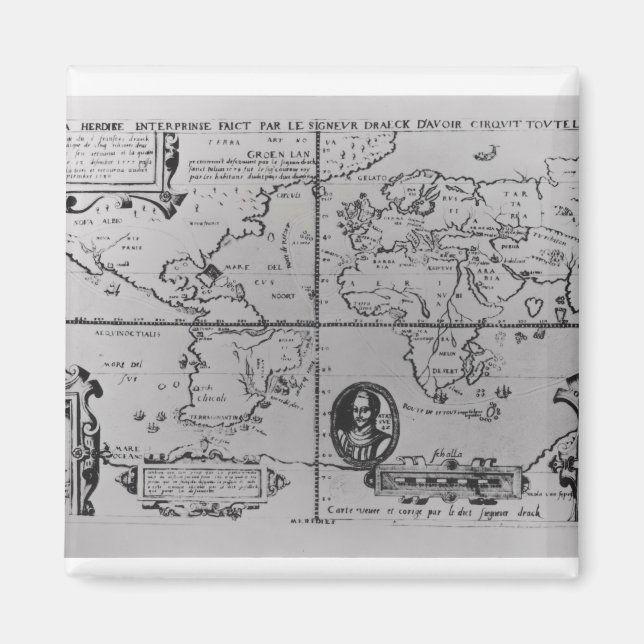 World Map detailing the Expeditions Magnet (Front)