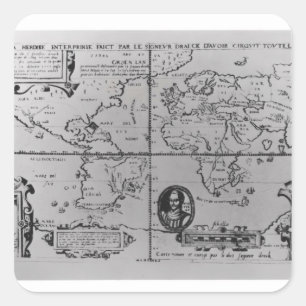 World Map detailing the Expeditions Square Sticker