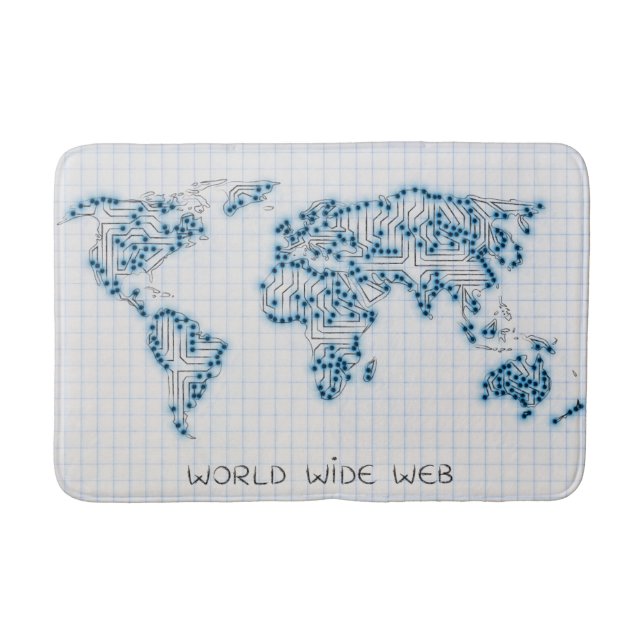 World Map | Electronic Microchip Circuits Bath Mat (Front)