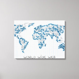 World Map Electronic Microchip Circuits Canvas Print