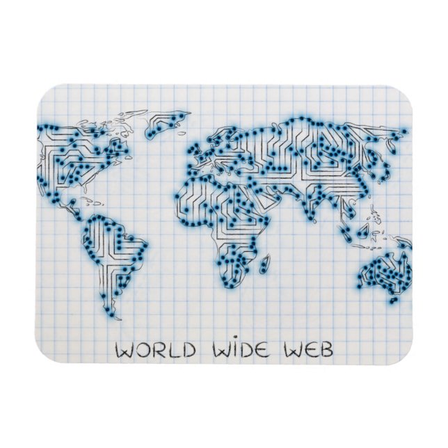 World Map | Electronic Microchip Circuits Magnet (Horizontal)