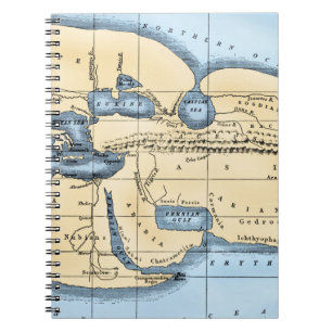 WORLD MAP: ERATOSTHENES SPIRAL NOTEBOOK
