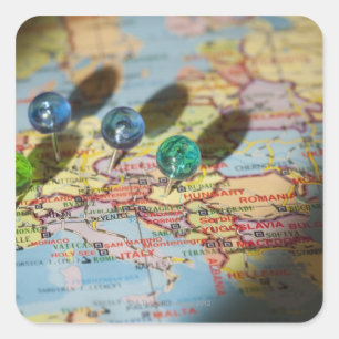 World Map, Europe Square Sticker