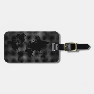 World Map Faux Professional Black Metal Luggage Tag