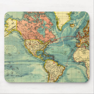 World Map Featuring United States Mouse Pad