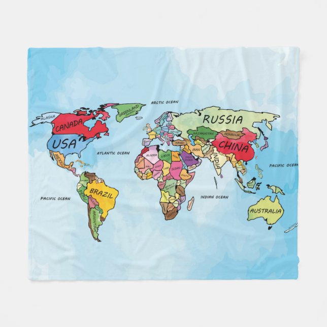 World Map Fleece Blanket (Front (Horizontal))