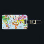 World Map For Kids - Cute and Fun Luggage Tag<br><div class="desc">This fun kid's world map is designed for the smallest member of your family. It features all the continents, oceans, some landmarks and animals. You can decorate your child's nursery or playroom with this adorable world map and give them a head start to learn about geography. It also makes a...</div>