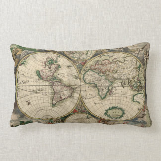 World Map from 1689 Lumbar Cushion
