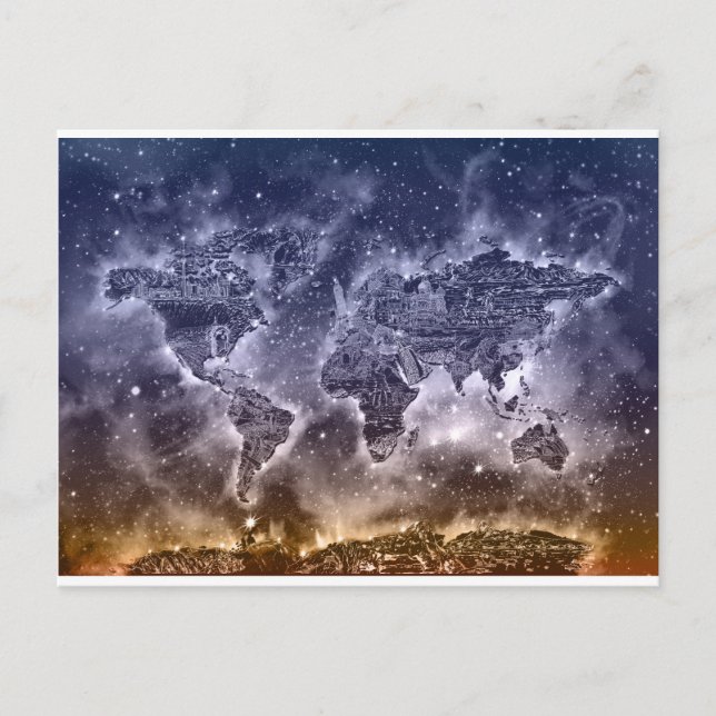 world map galaxy 2 postcard (Front)