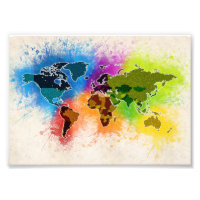 World Map Geography Watercolor Travel Vacation Art
