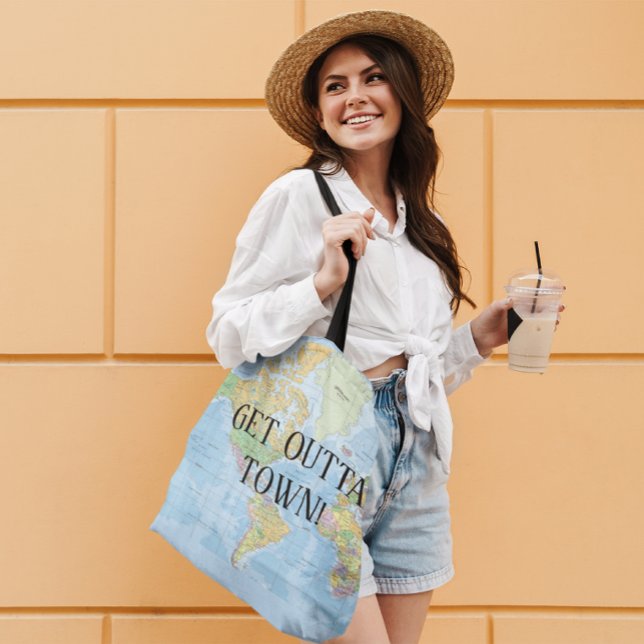 World Map Get Outta Town Tote Bag (Creator Uploaded)