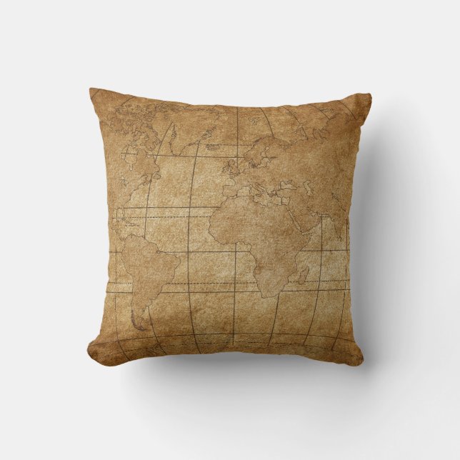 World Map: Global Exploration Guide Cushion (Front)