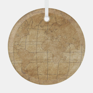 World Map: Global Exploration Guide Glass Tree Decoration