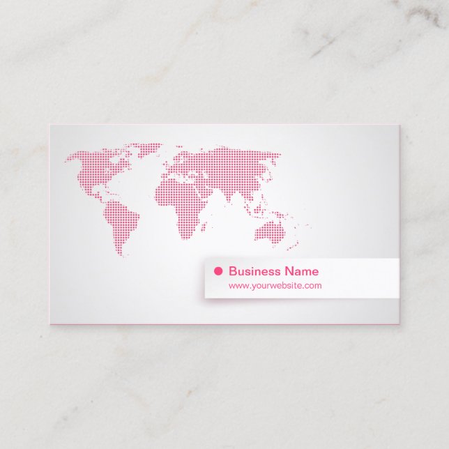 World Map Global Pink Business Cards (Front)