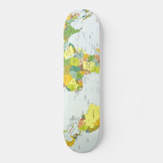 World Map Globe Atlas Countries Skateboard (Front)