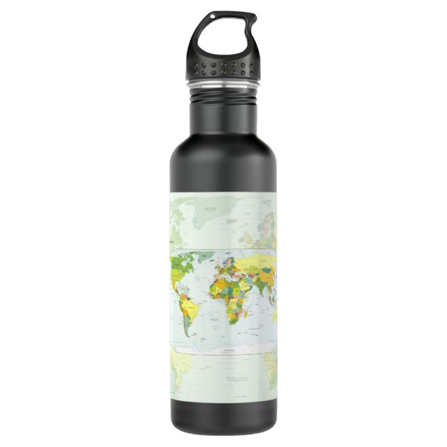 World Map Globe Country Atlas 710 Ml Water Bottle (Front)