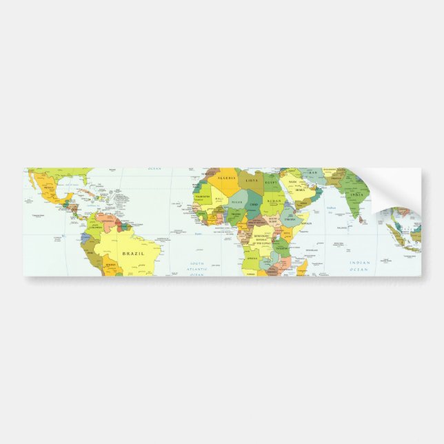 World Map Globe Country Atlas Bumper Sticker (Front)