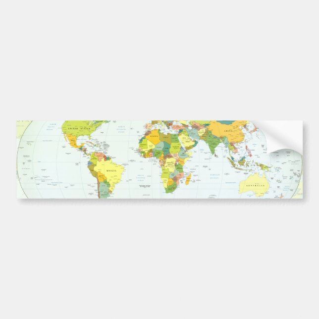 World Map Globe Country Atlas Bumper Sticker (Front)