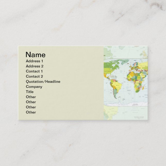 World Map Globe Country Atlas Business Card (Front)
