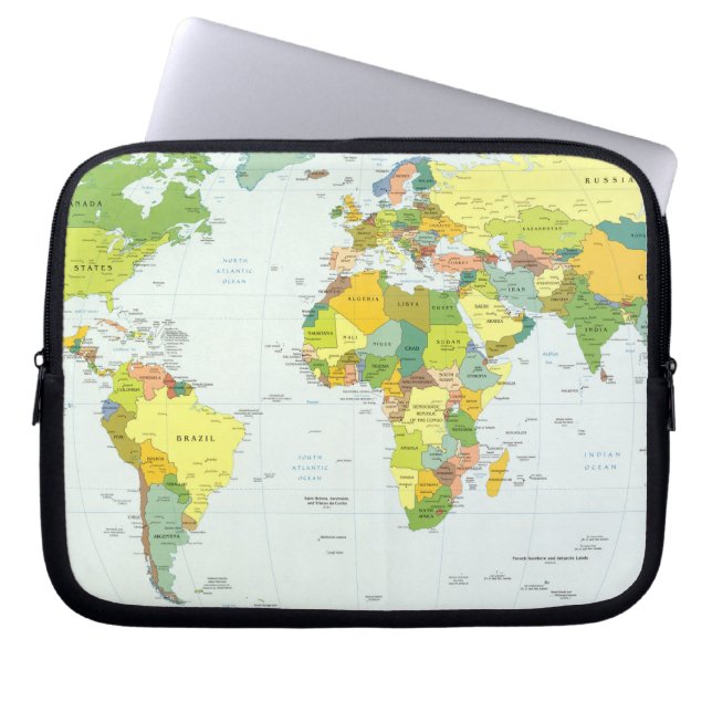 World Map Globe Country Atlas Laptop Sleeve (Front)