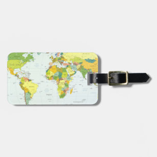 World Map Globe Country Atlas Luggage Tag