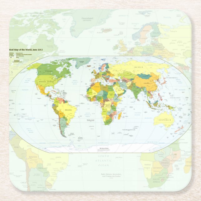World Map Globe Country Atlas Square Paper Coaster (Front)