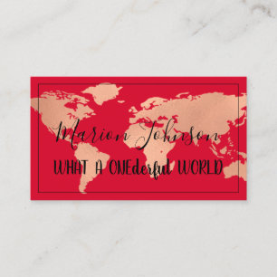 World Map Globe Map Travel Agency Copper Wine Business Card