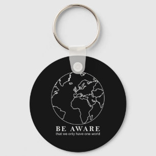 World Map Globe Outline Environmental Protection Key Ring