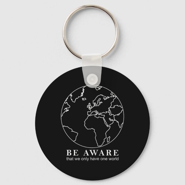 World Map Globe Outline Environmental Protection Key Ring (Front)