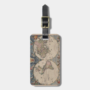 World Map Globe Travel Antique Luggage Tag