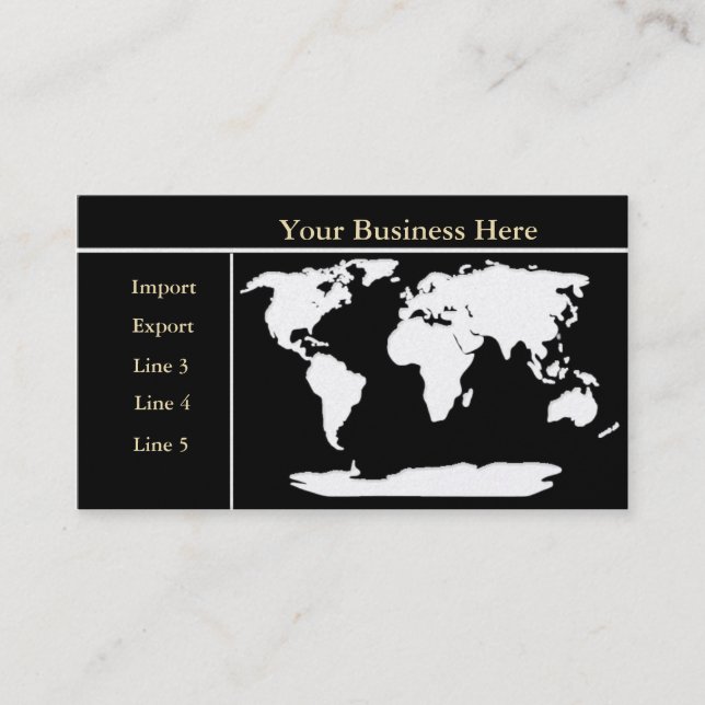 World Map Gold/Black Business Card 2 (Front)