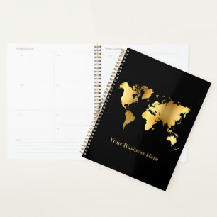 World Map Gold/Black Planner