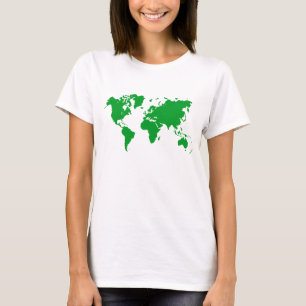 World Map - Grass Green T-Shirt