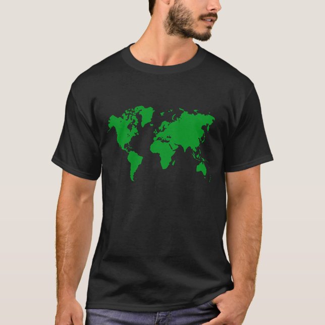 World Map - Grass Green T-Shirt (Front)