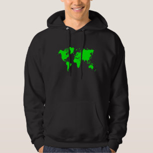 World Map - Green Hoodie