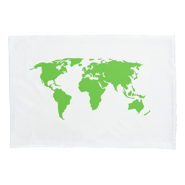 World Map Green & Purple Adventure Awaits Pillowcase (Front-Left)