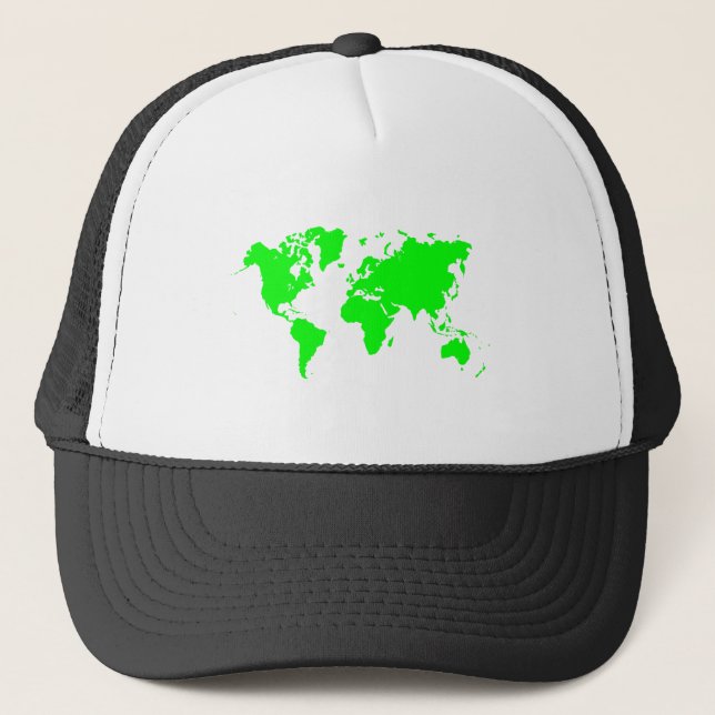 World Map - Green Trucker Hat (Front)