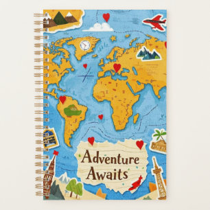 World Map Heart Pins Adventure Awaits  Planner