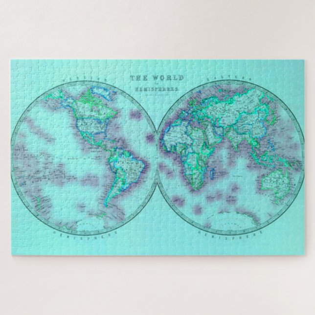 World Map Hemispheres Jigsaw Puzzle (Horizontal)
