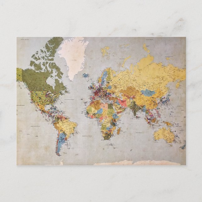 world map holiday postcard (Front)