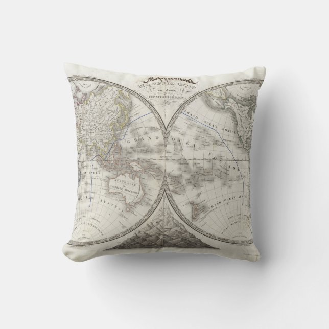 World Map in 2 Hemispheres Cushion (Front)