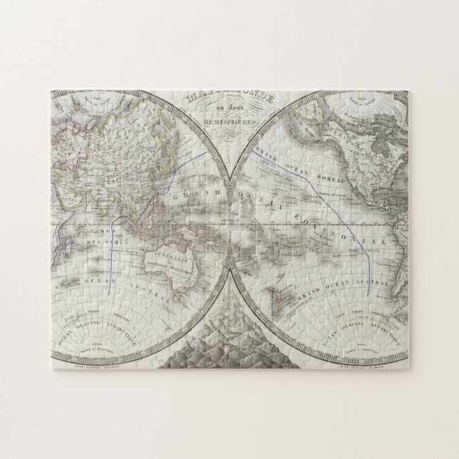 World Map in 2 Hemispheres Jigsaw Puzzle (Horizontal)