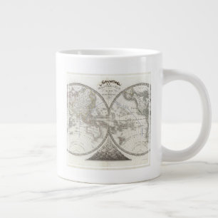World Map in 2 Hemispheres Large Coffee Mug